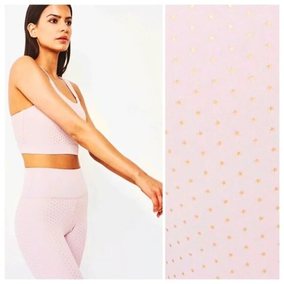New All Fenix Anthropologie Sports Bra Twighlight Blush Metallic Star Print NWT - Picture 5 of 12